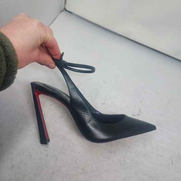 Christian Louboutin Black Strappy Condora Leather Heel Shoe - Picture 3 of 11